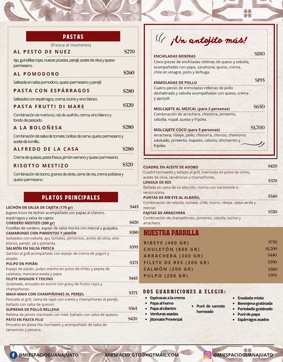 Mi Espacio Guanajuato Menu - Image 1